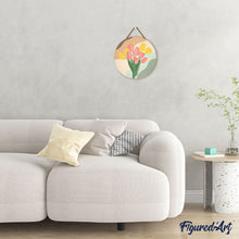 Load image into Gallery viewer, Paint by numbers on Wood Slice - Bouquet of Tulips