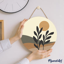 Load image into Gallery viewer, Paint by numbers on Wood Slice - Abstract Plants in the Sun