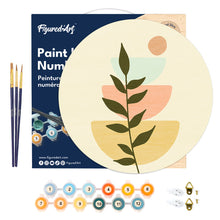 Load image into Gallery viewer, Paint by numbers on Wood Slice - Abstract Botanical Art 2