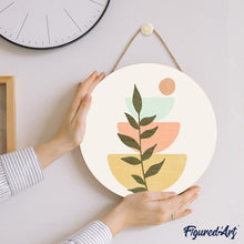 Load image into Gallery viewer, Paint by numbers on Wood Slice - Abstract Botanical Art 2
