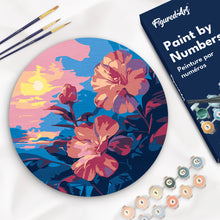 Load image into Gallery viewer, Paint by numbers on Wood Slice - Hibiscus at Sunset Figured'Art UK