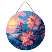 Load image into Gallery viewer, Paint by numbers on Wood Slice - Hibiscus at Sunset