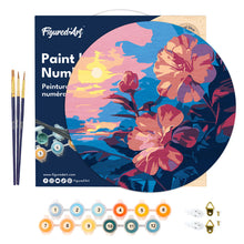 Load image into Gallery viewer, Paint by numbers on Wood Slice - Hibiscus at Sunset