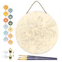 Load image into Gallery viewer, Paint by numbers on Wood Slice - Cherry Blossom