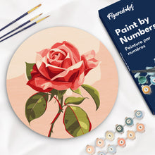 Load image into Gallery viewer, Paint by numbers on Wood Slice - Red Rose Figured'Art UK