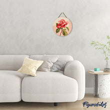 Load image into Gallery viewer, Paint by numbers on Wood Slice - Red Rose