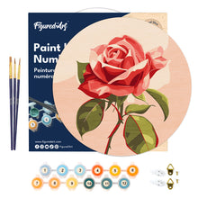 Load image into Gallery viewer, Paint by numbers on Wood Slice - Red Rose
