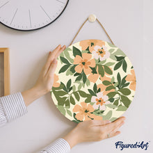 Load image into Gallery viewer, Paint by numbers on Wood Slice - Floral Pattern