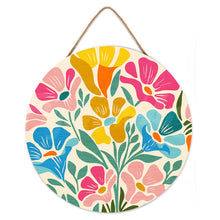 Load image into Gallery viewer, Paint by numbers on Wood Slice - Colorful Floral Pattern