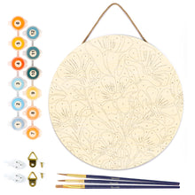 Load image into Gallery viewer, Paint by numbers on Wood Slice - Colorful Floral Pattern