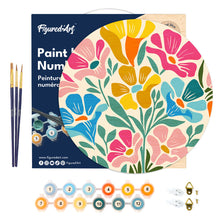 Load image into Gallery viewer, Paint by numbers on Wood Slice - Colorful Floral Pattern