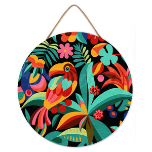 Paint by numbers on Wood Slice - Abstract Toucan