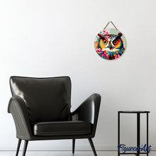 Load image into Gallery viewer, Paint by numbers on Wood Slice - Fantasy owl with flowers