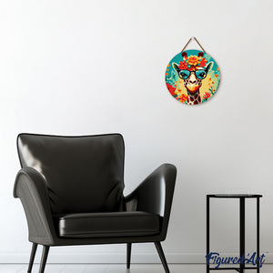 Paint by numbers on Wood Slice - Fantasy Giraffe and Flowers