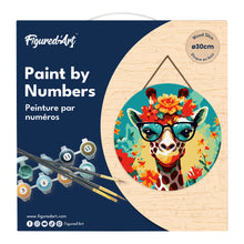 Load image into Gallery viewer, Paint by numbers on Wood Slice - Fantasy Giraffe and Flowers