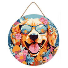 Load image into Gallery viewer, Paint by numbers on Wood Slice - Fantasy Dog and Flowers