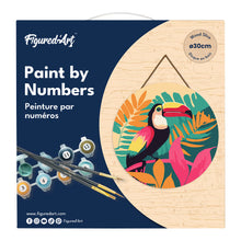 Load image into Gallery viewer, Paint by numbers on Wood Slice - Tropical Toucan