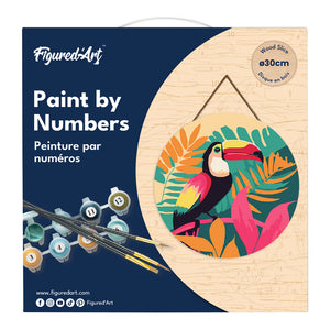 Paint by numbers on Wood Slice - Tropical Toucan