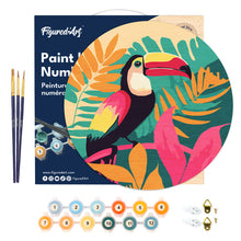 Load image into Gallery viewer, Paint by numbers on Wood Slice - Tropical Toucan
