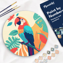 Load image into Gallery viewer, Paint by numbers on Wood Slice - Tropical Parrot Figured&#39;Art UK