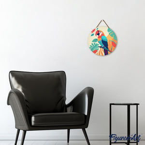 Paint by numbers on Wood Slice - Tropical Parrot