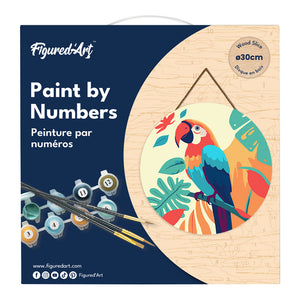 Paint by numbers on Wood Slice - Tropical Parrot