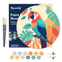 Load image into Gallery viewer, Paint by numbers on Wood Slice - Tropical Parrot