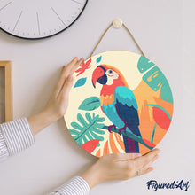 Load image into Gallery viewer, Paint by numbers on Wood Slice - Tropical Parrot