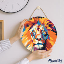 Load image into Gallery viewer, Paint by numbers on Wood Slice - Lion