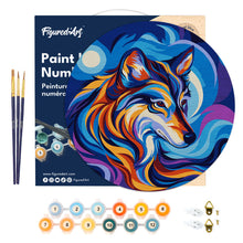 Load image into Gallery viewer, Paint by numbers on Wood Slice - Wolf
