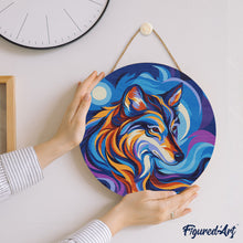 Load image into Gallery viewer, Paint by numbers on Wood Slice - Wolf