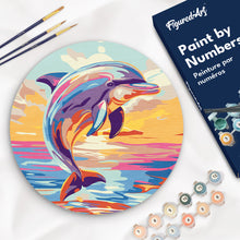 Load image into Gallery viewer, Paint by numbers on Wood Slice - Dolphin Figured&#39;Art UK