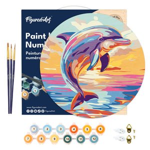 Paint by numbers on Wood Slice - Dolphin