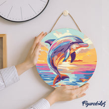 Load image into Gallery viewer, Paint by numbers on Wood Slice - Dolphin
