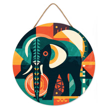 Load image into Gallery viewer, Paint by numbers on Wood Slice - Elephant Art-Deco Inspired Abstract