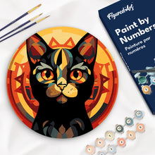 Load image into Gallery viewer, Paint by numbers on Wood Slice - Art Deco Black Cat Figured&#39;Art UK