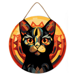Paint by numbers on Wood Slice - Art Deco Black Cat