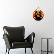 Load image into Gallery viewer, Paint by numbers on Wood Slice - Art Deco Black Cat