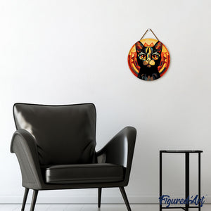 Paint by numbers on Wood Slice - Art Deco Black Cat
