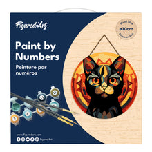 Load image into Gallery viewer, Paint by numbers on Wood Slice - Art Deco Black Cat