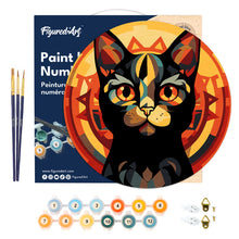 Load image into Gallery viewer, Paint by numbers on Wood Slice - Art Deco Black Cat