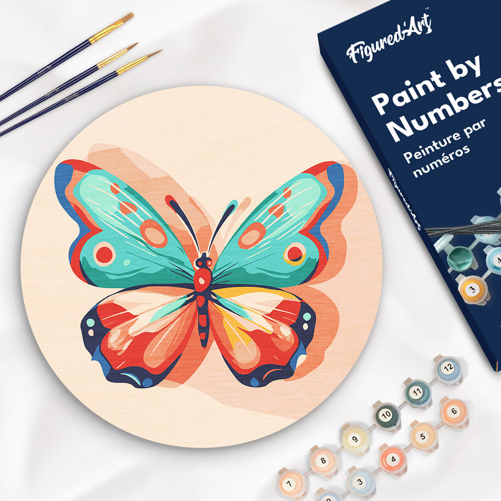 Paint by numbers on Wood Slice - Butterfly Figured'Art UK