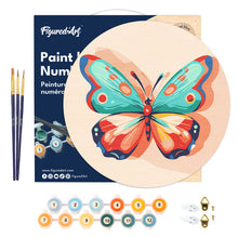 Load image into Gallery viewer, Paint by numbers on Wood Slice - Butterfly