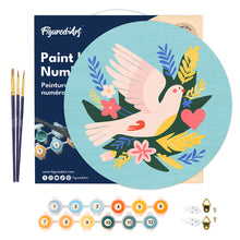 Load image into Gallery viewer, Paint by numbers on Wood Slice - Bird and Flowers