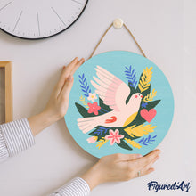 Load image into Gallery viewer, Paint by numbers on Wood Slice - Bird and Flowers