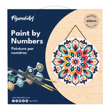 Load image into Gallery viewer, Paint by numbers on Wood Slice - Floral Mandala