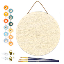 Load image into Gallery viewer, Paint by numbers on Wood Slice - Floral Mandala
