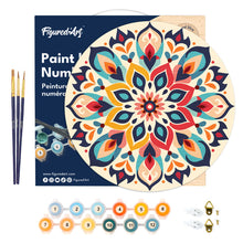 Load image into Gallery viewer, Paint by numbers on Wood Slice - Floral Mandala