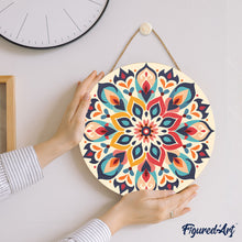 Load image into Gallery viewer, Paint by numbers on Wood Slice - Floral Mandala