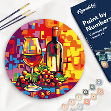 Load image into Gallery viewer, Paint by numbers on Wood Slice - Wine and Grapes Figured&#39;Art UK